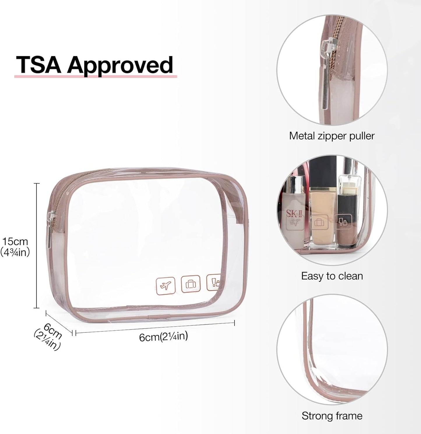 BAGSMART Toiletry Bag Hanging Travel Makeup Organizer with TSA Approved Transparent Cosmetic Bag Makeup Bag for Full Sized Toiletries, Large-Dark Purple