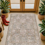 Vintage Moss Green Entryway Rug, 3x4 Washable Area Rugs - Image 6