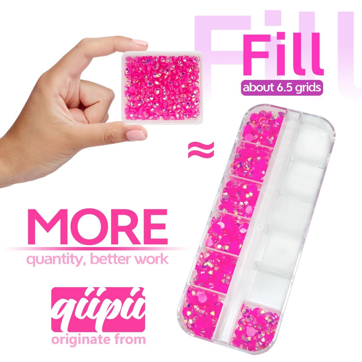 Hot Pink AB Resin Rhinestones for Crafting 3mm 4mm 5mm Rose Pink Flatback Jelly Stones SS10 SS16 SS20 Non-Hotfix Diamonds Gems Charms for Nails Face Eyes Makeup Body Tumblers Bottles DIY Crafts