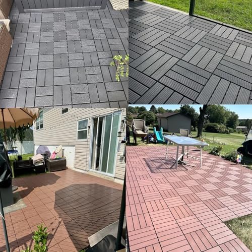 27 Pack Plastic Interlocking Deck Tiles, Patio Floor Decking Tiles - Image 6