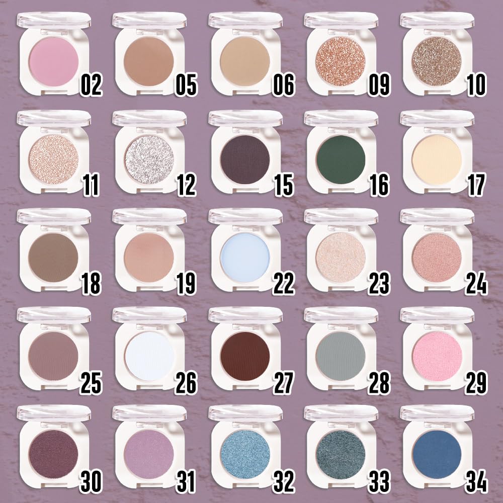 Eggplant Purple Single Matte Eyeshadow Makeup, Neutral Powde Eye Shadow for Women, Deep Dark Mauve Plum Purple Matte Singles Eyeshadow Palette Pigmented Waterproof, Girls Eyeshadows Gift 15