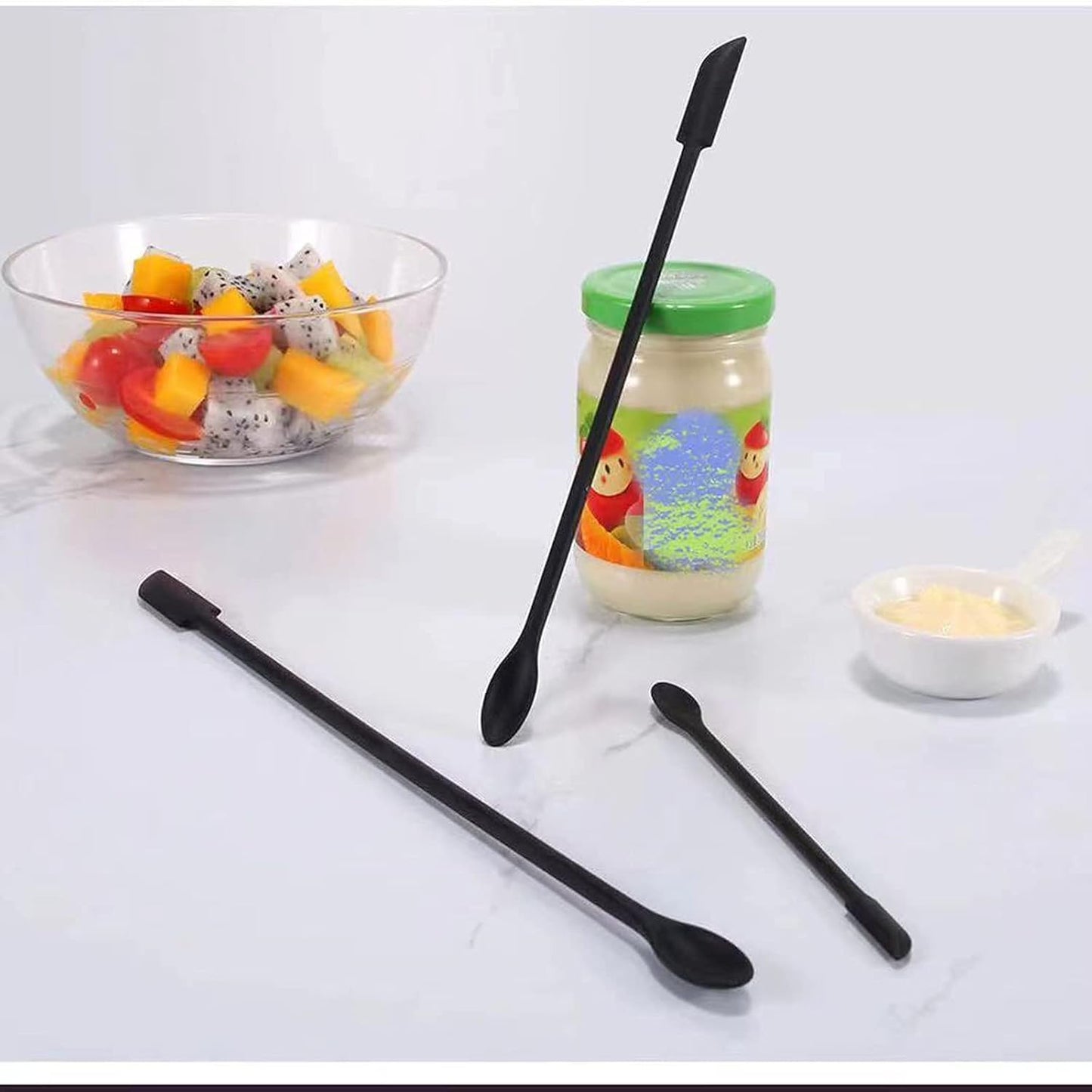 8 Pieces Mini Silicone Spatula Set, Small Rubber Spatula for Makeup, Thin Jar Scraper for Kitchen