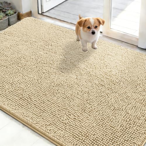 OLANLY Dog Door Mat for Muddy Paws 50x30, Super Absorbent Chenille Mud Mat by OLANLY