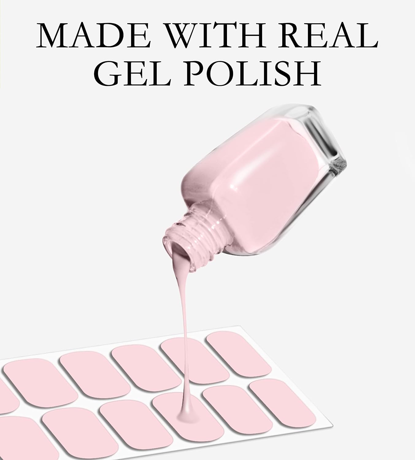 Nail Polish Strips Long Lasting, 20Pcs Wraps, Easy Apply& Remove Salon Quality Gel Nail Stickers (Sweet Light Pink)