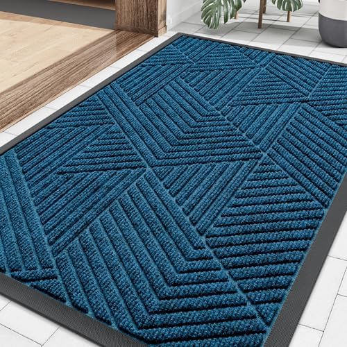 Smiry Front Door Mat Outside Entrance, Low Profile Rubber Doormat by Smiry
