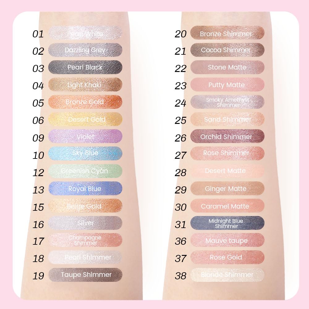 evpct 1Pcs Blonde Shimmer Cream Eye Shadow Brightener Sticks for Eyes Waterproof Pigmented, Double Ended Cream Eyeshadow Stick Pencil Pen with Applicator, Eye Shadow Palette Highlighter Makeup 38