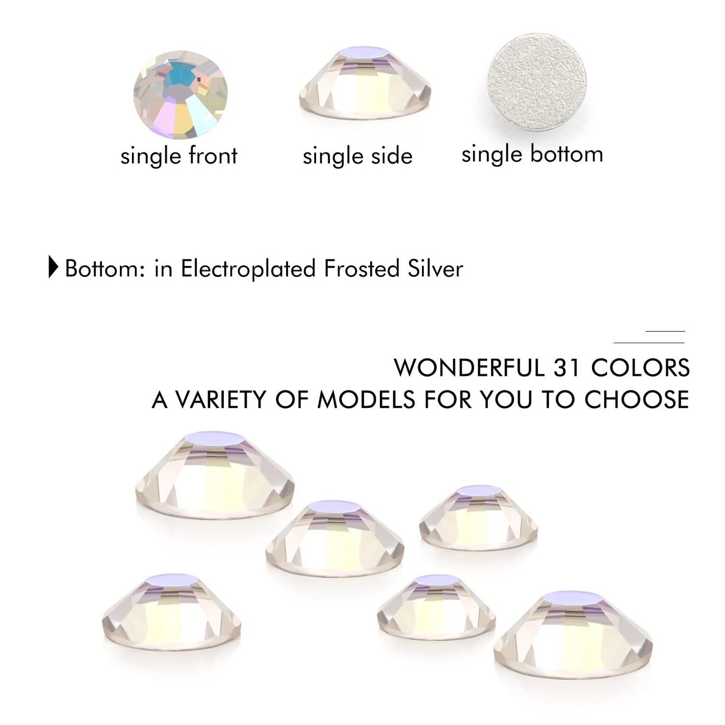 1440Pcs Moonlight Crystal Rhinestones,Glass Flatback Rhinestones Gemstones for Nail Face Makeup Art Crafts Clothes Decoration -(SS16,4.0mm,Moonlight)