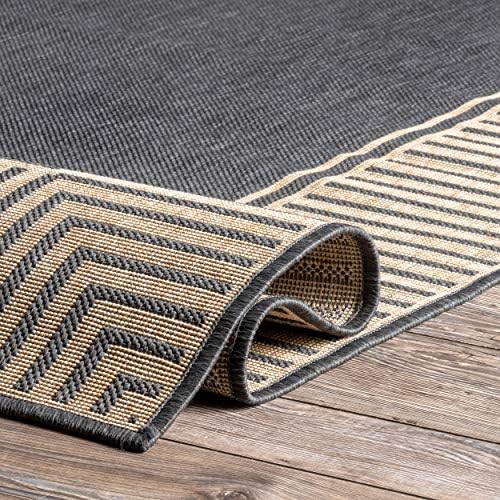 Nuloom Asha Dark Grey/Ivory, Striped Border, Soft and Cozy, High Traffic - Image 6