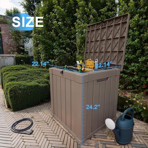 PatioZen 50 Gallon Resin Deck Box, Lockable Outdoor Storage Box - Image 2