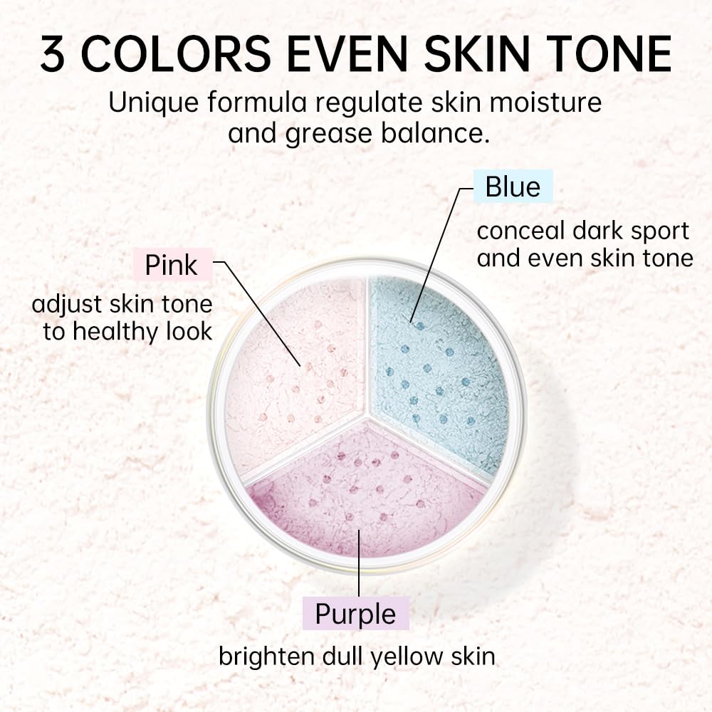 CATKIN Loose Setting Powder - Translucent Shimmer Finishing Powder, 3 Colors Even Skin Tone, Oil Control Makeup Pore Minimizing Powder with Velour Puff (0.42oz, C03 Shimmer for Dry Skin)