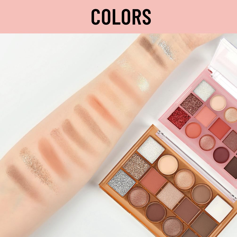 Eyeshadow Palette Makeup – Neutral Nude Matte & Shimmer Eyeshadow Palette, High Pigment Waterproof Glitter Eye shadow,Blendable Pink, Brown, Rose Gold Eye Makeup (F-01#, 1 Count (Pack of 1))