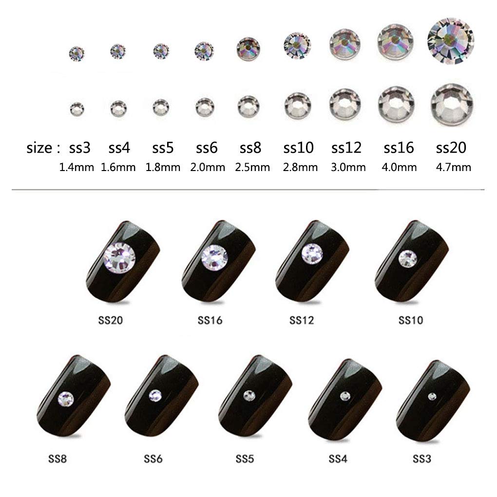 Rhinestones flat back gems round DIY decorative Nail Face and apparel accessories ss3-20 mix size(1440pcs black)