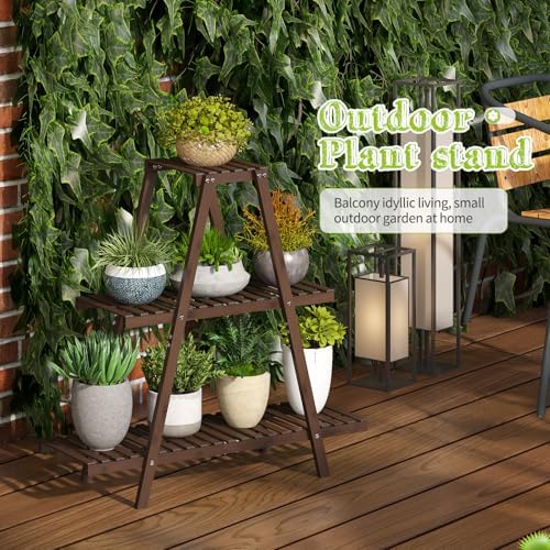 BMOSU Plant Stand Bamboo for Indoor Outdoor Tiered Plant Shelf 8 Potted Flower - Image 3