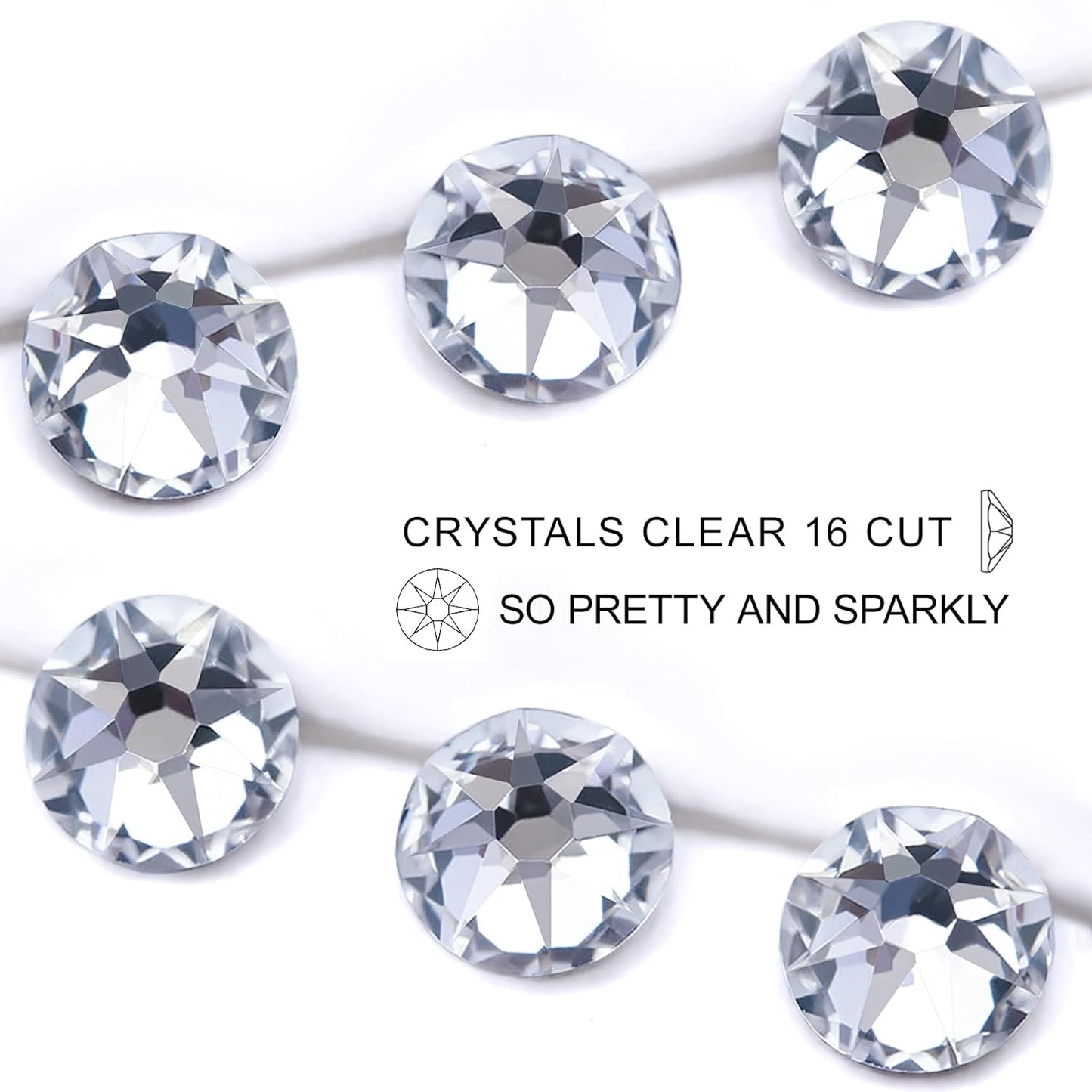 Novani 720pcs Clear Rhinestones Flat Back Round Rhinestone Style 2088 Sparkly Crystal Gemstones for Nail Art and Crafting,S16(3.8-4.0mm