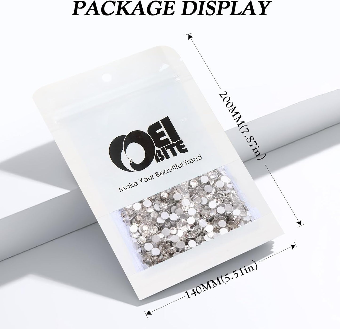 Crystal Clear Flatback Rhinestones, Glass Rhinestones for Nail Art and Craft, Glue Fix, Loose Crystal Gemstones(Crystal, SS12, 2880pcs, 2.9-3.0mm)