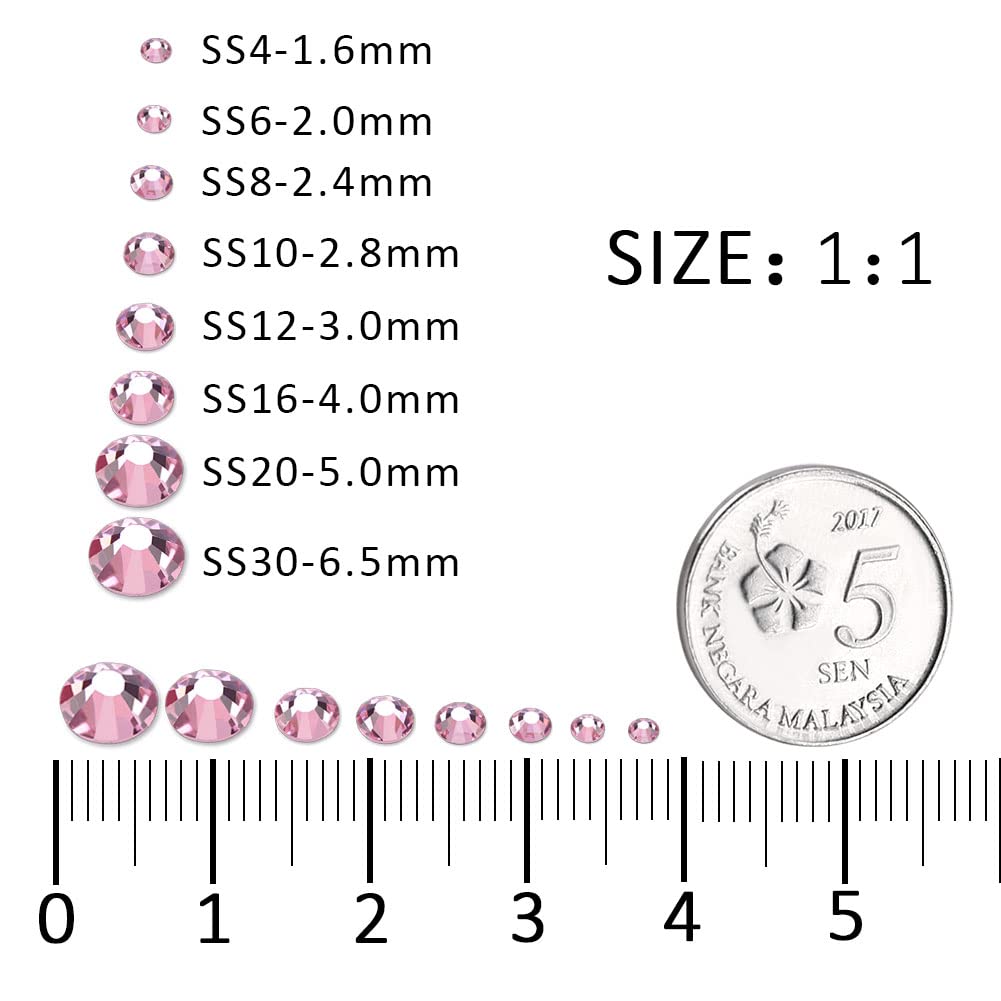 1440Pcs Light Pink Crystal Rhinestones,Glass Flatback Rhinestones Gemstones Small for Nail Face Makeup Art Crafts Clothes Decoration - (SS6, 2.0mm,LightPink)