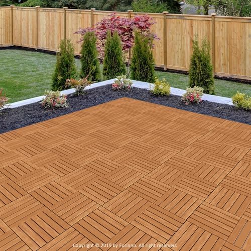 Furinno TIOMAN Hardwood Interlocking Deck Tiles, Light Wood - Image 2