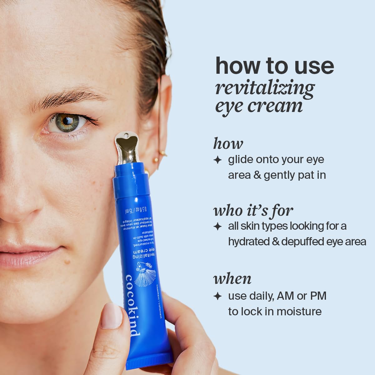 Revitalizing Eye Cream by Cocokind, Depuff & Reduce Fine Lines and Wrinkles, Cream for Firmer and Brighter Looking Eye Area, Hydrating with a Cool Metal Applicator Tip, 0.5 Fl Oz