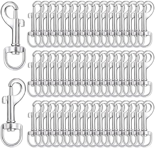 50pcs Swivel Snap Hooks for Dog Leash Collar Linking, Metal Heavy Duty Eye by LuckyGoddness
