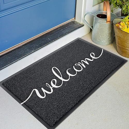 KILOCOCO Welcome Mat Front Door Mat Black Outdoor Doormat by Kilococo