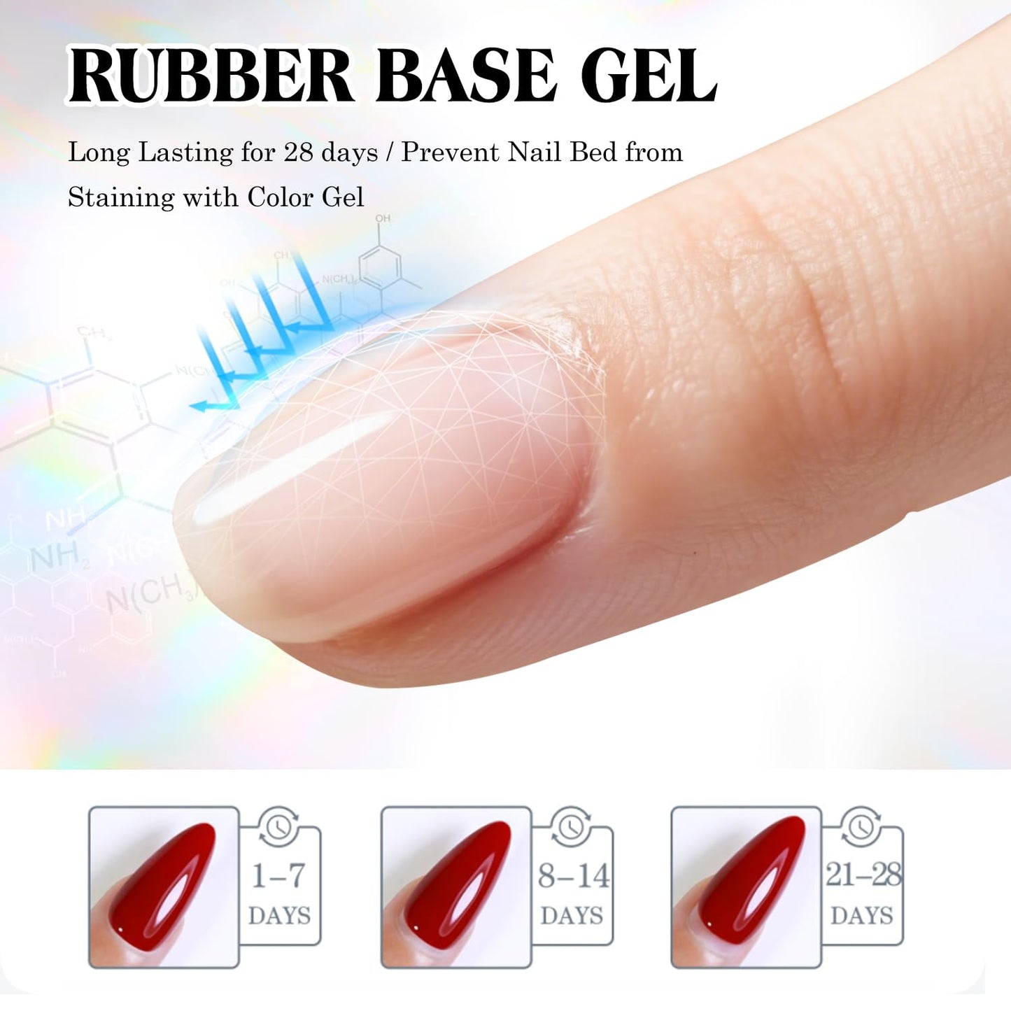 2X15ml Rubber Base Gel,No Wipe Top Coat Gel Nail Polish Set,Self-leveling Thick Nail Base Coat and High gloss anti-hanging and wear-resistant Top Coat Gift Box Salon Starter Kit