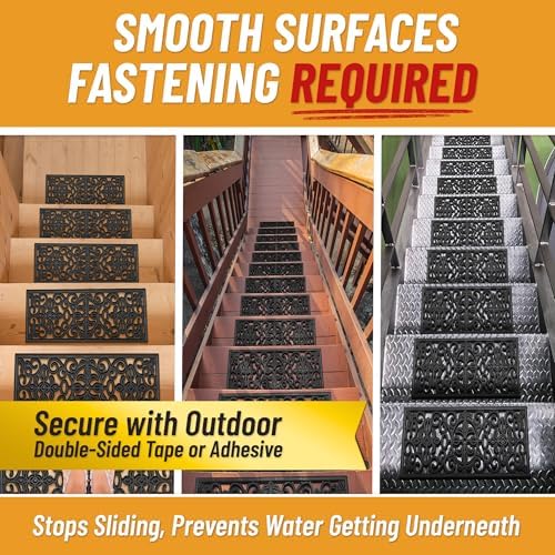 Ottomanson Outdoor Rubber Stair Treads – Scroll Classic Heavy-Duty Non-Slip - Image 5
