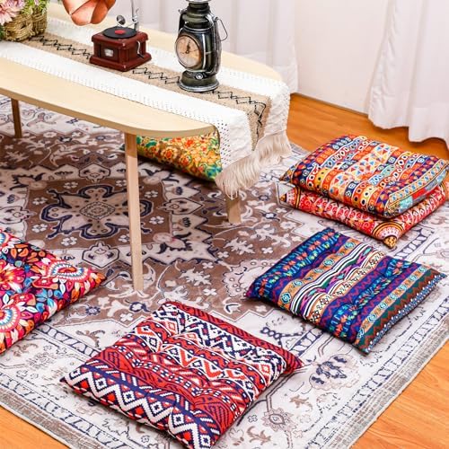 Nuogo 12 Pcs Bohemian Floor Cushions, 15 Inch Meditation Pillow - Image 4