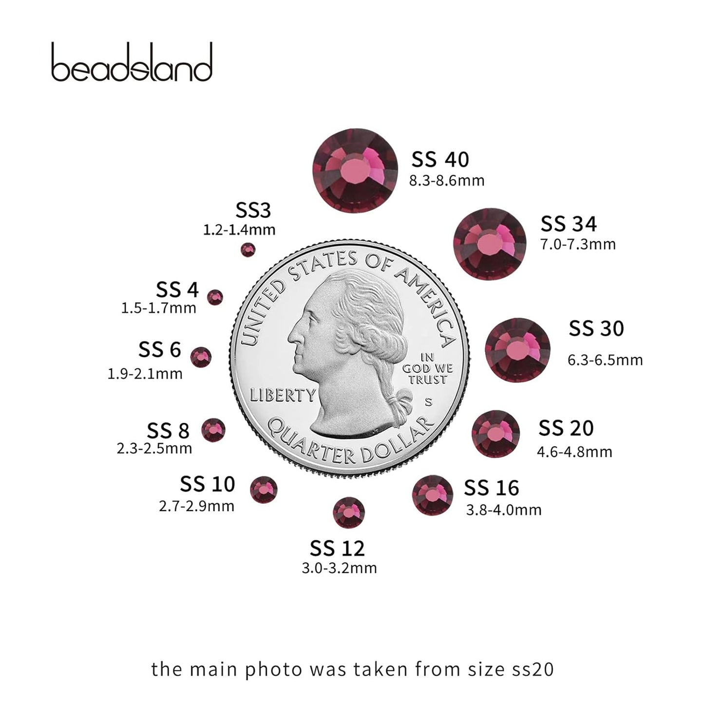 beadsland Flat Back Crystal Rhinestones Round Gems for Nail Art and Craft Glue Fix, Amethyst (2.9-3.0mm) SS12/1440pcs
