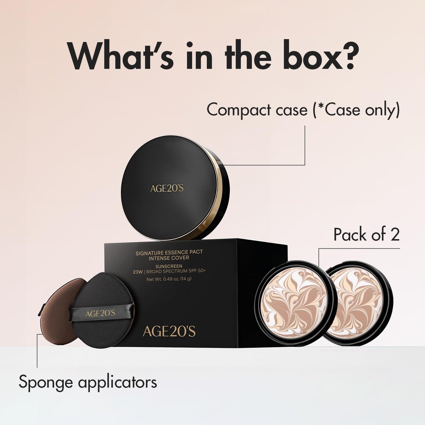 AGE20'S Signature Essence Pact SPF 50+ | Pack of 2 | 13 Ivory | Cream Foundation, Dewy Finish, Natural Coverage | Korean Cushion Foundation