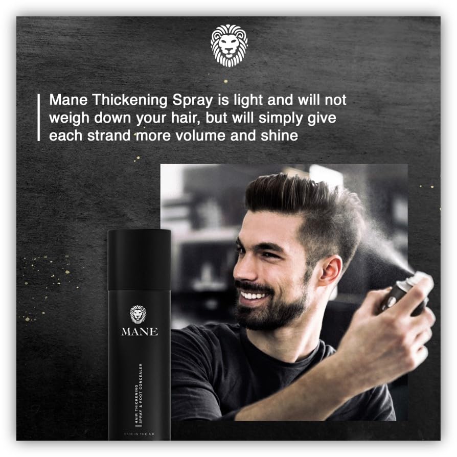 Hair Thickening Fiber Spray by Mane (100ml, Dark Brown)