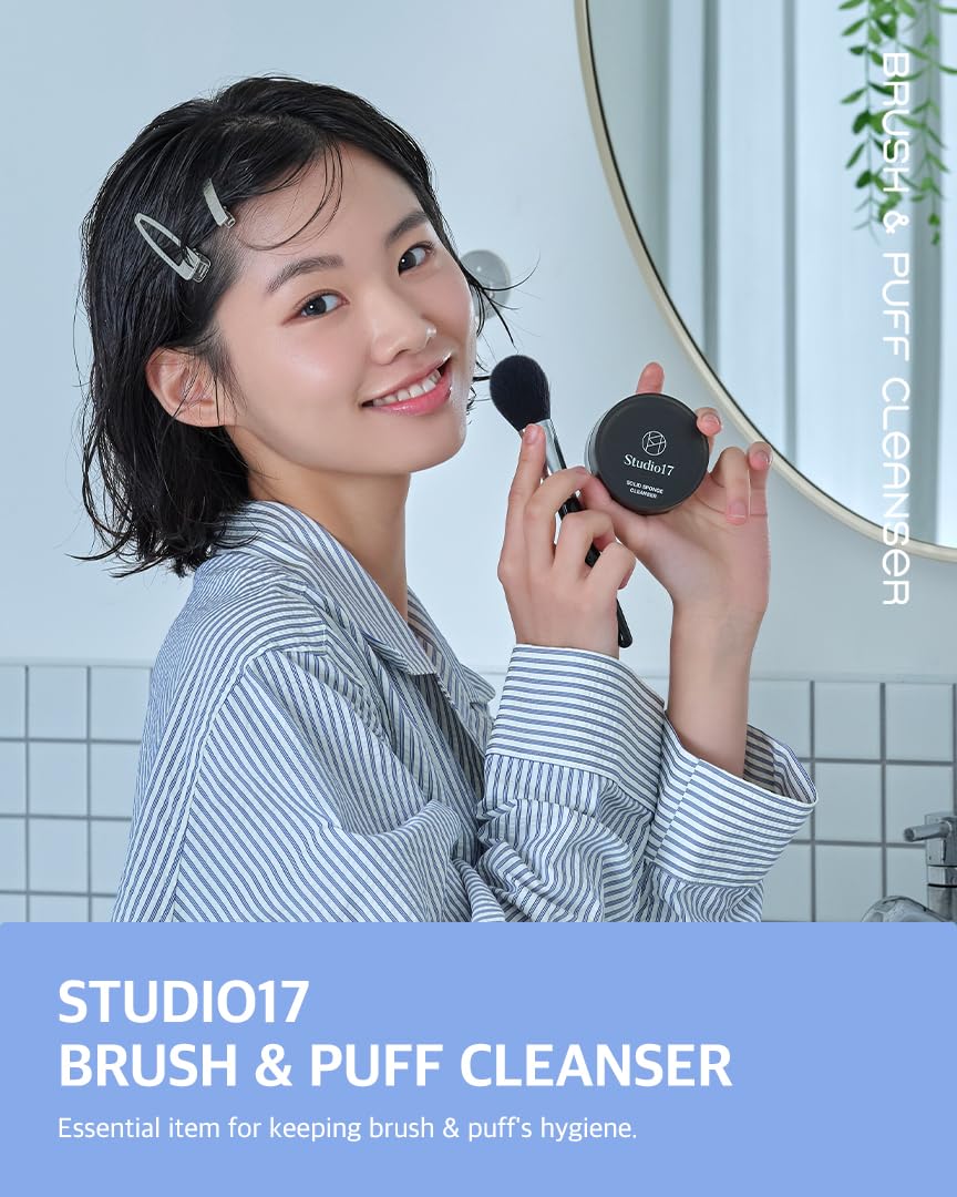 Solid Makeup Brush Cleaner 300+ Usage | Convenient Makeup Cleaner for Both Brushes & Puffs | Cosmetic Brush Cleaner Charcoal Included | Compact Size
