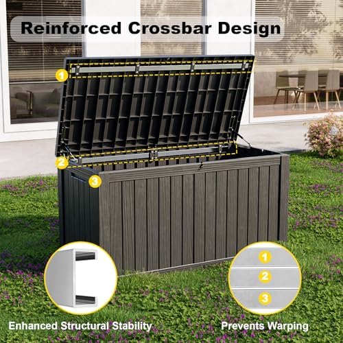 180 Gallon Outdoor Deck Box, Lockable Waterproof Outdoor Storage Boxes - Image 4