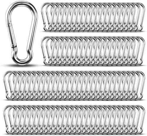 100pcs 3.15 inch 304 Stainless Steel Carabiner Clip Hooks Spring Snap by KINLINK