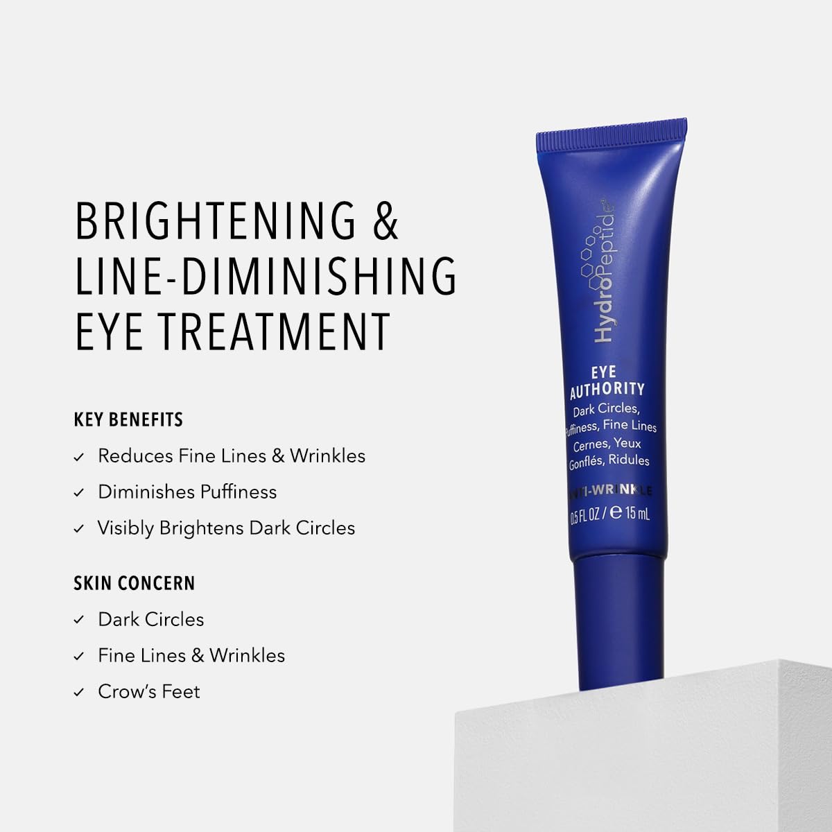 HydroPeptide Eye Authority, Brightens and Helps Restore Radiance to Tired Looking Eyes, 0.5 Ounce