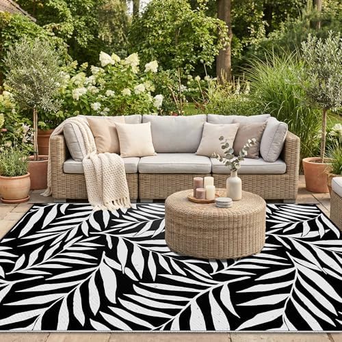 Smiry Outdoor Rug 6x9 ft Waterproof Reversible Leaf Mat - Image 5