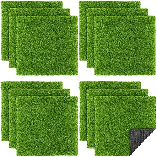 TURSTIN 12 Pieces Artificial Grass Mat Square 12 x 12 Inch Fake Turf Patch by TURSTIN