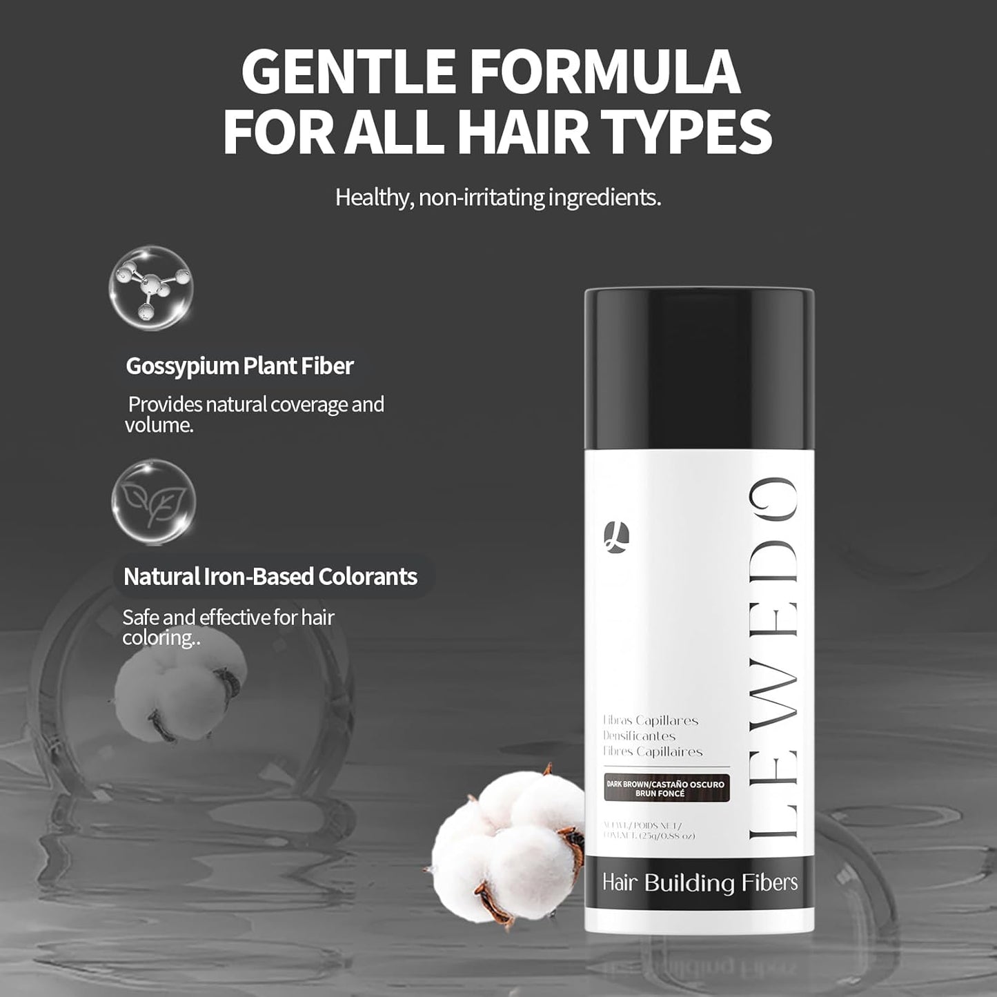 Hair Building Fibers 25G with Precision Spray Applicator - Electrostatic Adsorption for Instant Thicker Hair, Waterproof & Natural Look, Suitable for Men & Women (Black)
