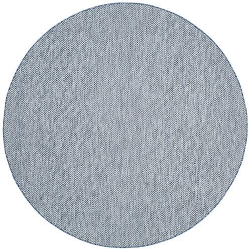 SAFAVIEH Courtyard Outdoor Round Rug 4', Modern Navy & Grey CY8022-36821 - Image 3