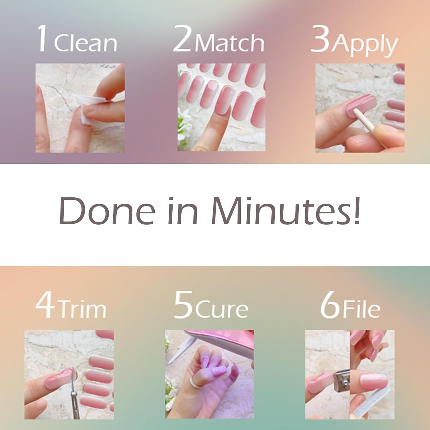 Semi Cured Gel Nail Strips, 20 pcs Nail Wraps, Glaze Stickers, Salon Quality French Manicure, Full Decal Gel Polish Strips, Long Lasting SCG, Easy on, UV Required (Easter Bunny)