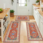 HEBE Boho Kitchen Rugs Set of 3, Non Slip Washable Kitchen Mats - Image 3