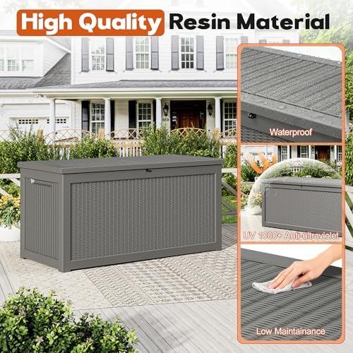 Outdoor Storage Box, Resin Deck Boxes Indoor and outdoor, Waterproof Storage - Image 4