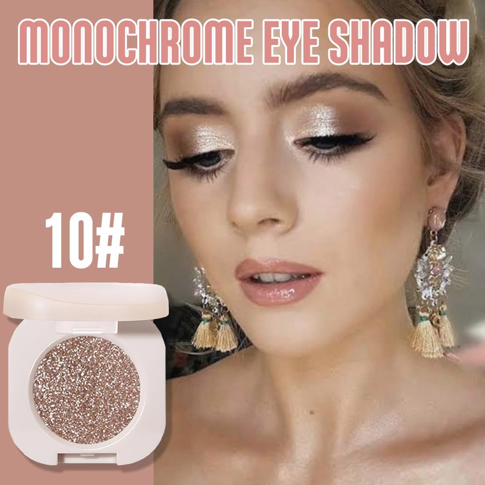 2Pcs Single Color Glitter Eyeshadow, Light Monochrome Pressed Glitter Matte Shimmer Eyeshadow, Talc-Free, Paraben-Free, Cruelty-Free, Lightweight Long-Lasting Single Eyeshadow Palette 10#+11#