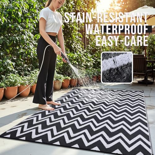 OLANLY Outdoor Rug 8x10 ft Waterproof Reversible Chevron Mat - Image 3