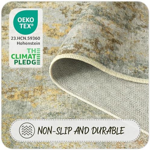 Green Washable Rug 5x7 Area Rugs - Image 5