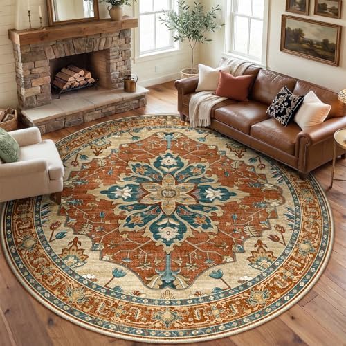 RELEANY Washable Area Rug, Round 8ft by RELEANY