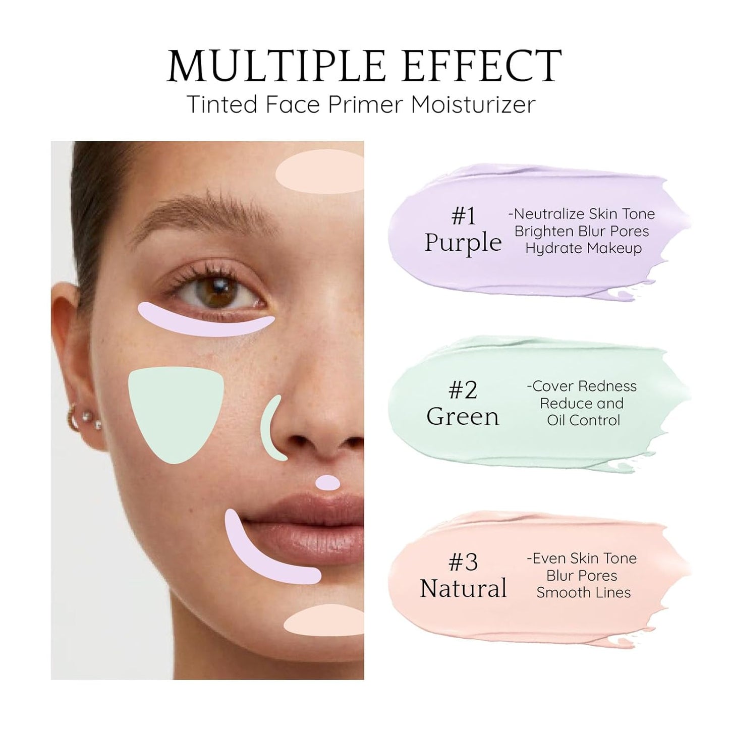 Color Correcting Makeup Primer, Tinted Face Primer Moisturizer Even Skin Tone Blur Pores Smooth Lines Hydrate Makeup Pore Primer Base Tone Correct- Natural Color 30ML