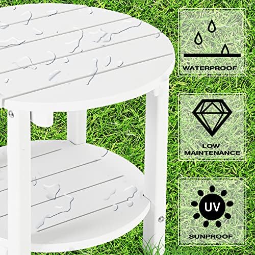 LZRS Round Adirondack Side Table Double End Table, Outdoor Side Tables - Image 4