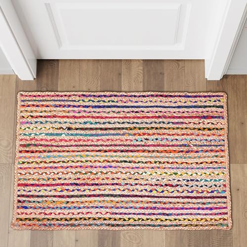 Hausattire Jute Cotton Braided Kitchen Rug 2x3 Feet by Hausattire
