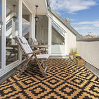 SAND MINE Waterproof Outdoor Rug 4x6 ft, Plastic Straw Area Rug, Large Floor Mat by SANDMIND