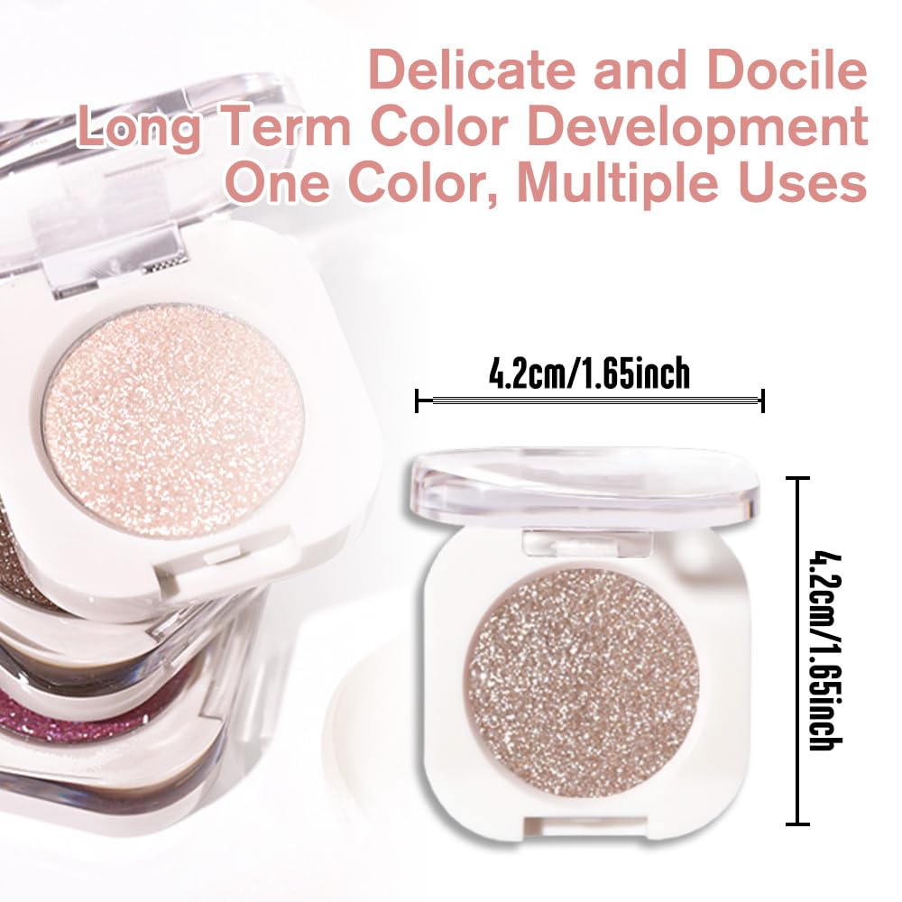 Nude Brown Single Glitter Eyeshadow Makeup, Neutral Powde Eye Shadow for Women, Nude Shimmer Singles Eyeshadow Palette Pigmented Waterproof, sombras para ojos, Girls Monochrome Eyeshadows Gift